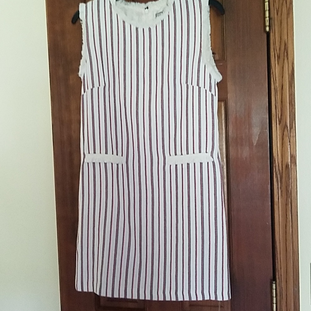 ASOS cream red stripe shift dress 4 XS S